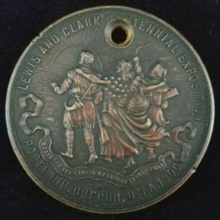 1905 Lewis & Clark Centennial Exposition 63mm Bronze Award Medal Portland Or