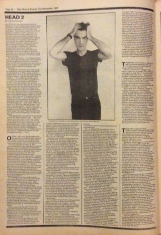 DAVID BYRNE - TALKING HEADS - RARE ARTICLE - NME - 22/12/1979 2