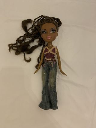 Mga 2001 Bratz Doll African American Aa Long Brown Hair Braids,  Light Eyes