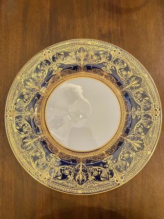 Royal Worcester Blue Cobalt Raised Gold Dinner Plate 10.  5” Z 1708