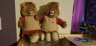 Two Vintage 1985 Teddy Ruxpins Talking Bear & Tape One Works/1 Repair