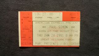 Paul Simon Concert Ticket Stub 1/24/1991 Inglewood,  Ca