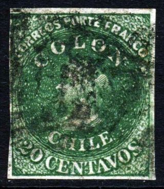 Chile 1861 20c Last London Printing Chile 12 Scott 13 Sg 33/35 Watermark 1