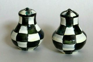 Mackenzie - Childs Courtly Check Pattern Ceramic Salt And Pepper Shakers