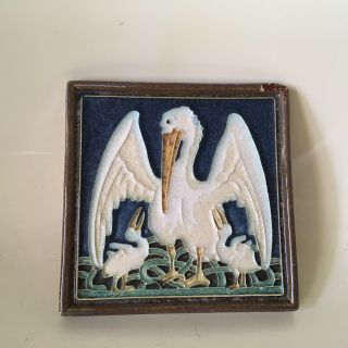 Antique Royal Delft De Porceleyne Fles Cloisonne Tile Pelican And Chicks Dutch