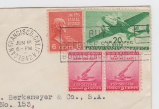 WW2 San Francisco to Lima Peru U.  S.  Censorship - V - Cover 1942 Air Mail 2