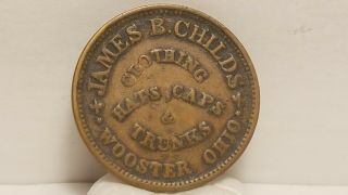 Undated Civil War Store Card Token,  James B.  Childs,  Clothing.  Wooster,  Oh.