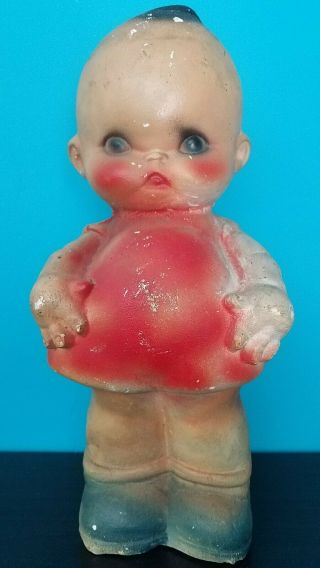 Vintage Chalkware Kewpie Doll Chubby Cherub Figurine Carnival Prize 12” 1940s