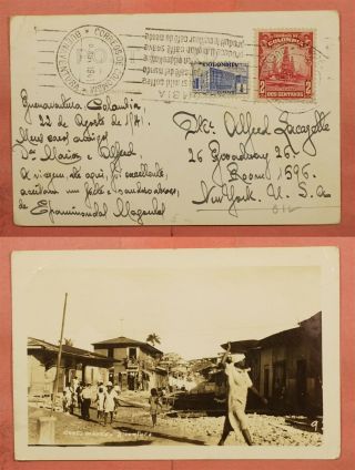 1941 Colombia Rppc Buenaventura Street Scene Real Photo Postcard To Usa