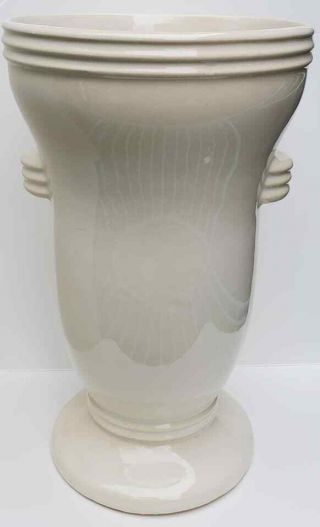 Vtg Art Deco Mid Century Mcm Mod White Matte Glaze Nelson Mccoy Vase Urn Planter