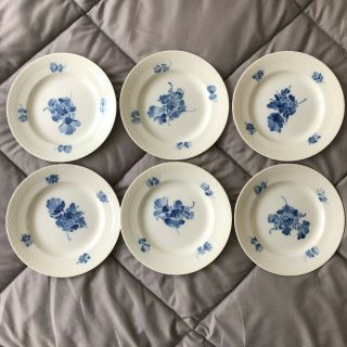 Lovely Set Of 6 Royal Copenhagen Blue Flower Braided Bread Plates