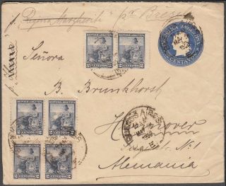 Argentina Very Scarce Uprated Postal Stationery Envelope To Germany Attractive