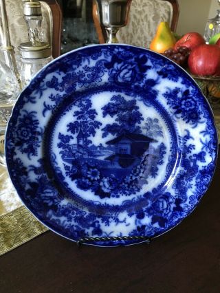 Rare Antique Burslem Doulton Flow Blue Circa 1840’s England Plate