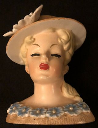 Reubens 499b Lady Head Vase C1960 Vintage Collectible 5.  5”