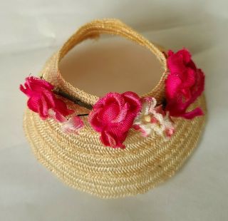 Vintage 1950s Vogue Ginny Doll Or Madame Alexander Wendy Woven Hat With Flowers