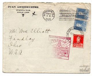 Argentina 1930 Nyrba First Flight Cover To The Us With Letter