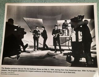 Beatles 1964 Ed Sullivan Show 8x10 B/w Press Photo For Exhibit Promo Only