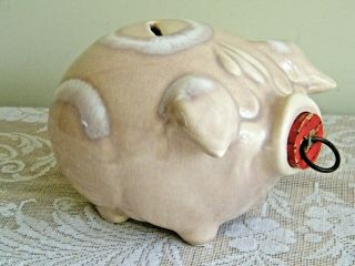 Vintage Hull Pottery 1957 Corky Pig Piggy Bank Drip Glaze Cork Snout Htf Color