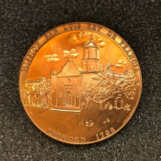 California Mission San Luis Rey Bronze Medal By Medallic Art Co.  Ny.  999