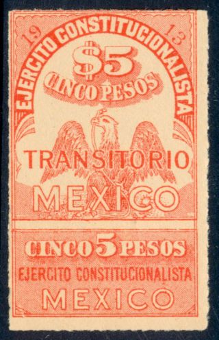 Bo50 Mexico Revenue Rv 26a 5$ 1914 - 15 Mnh Est $20 - 40 Ejercito