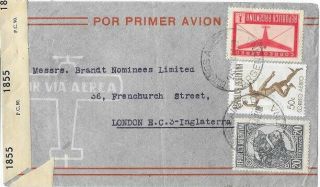 Argentina 1942 Censored Airmail Cover To London