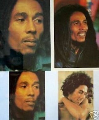 Set Of 4 Bob Marley Sticker Postcards Uk P&p