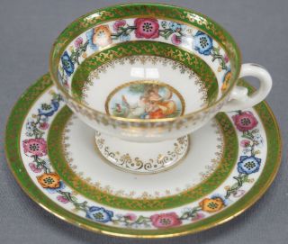 Es Prussia Royal Vienna Style Classical Scene Cabinet Cup & Saucer 1891 - 1900 A