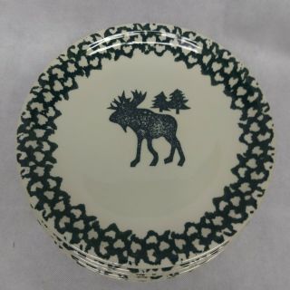 Tienshan Folk Craft Moose Country Dinner Plates Set of 6 Green 10 1/2 