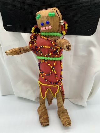 Vintage 11 " Native American Indian Corn Husk Doll