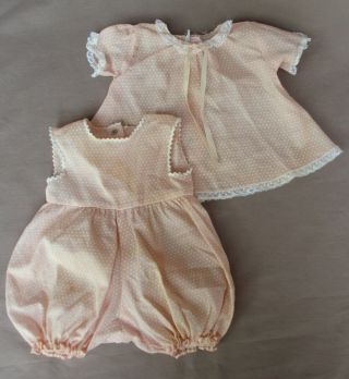 Vintage Madame Alexander Pink Polka Dot Clothes Embroidered Tag For Baby Doll