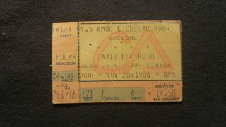 David Lee Roth Concert Ticket Stub 11/20/1986 Tulsa,  Ok