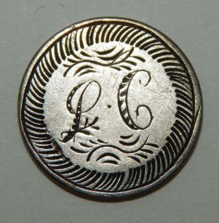 Love Token Engraved With Initials " Lc " On A 1855 Seated Liberty Dime
