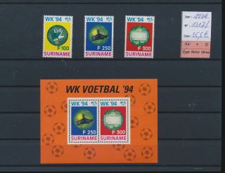 Lm47296 Suriname 1994 Football Cup Soccer Fine Lot Mnh Cv 35,  5 Eur