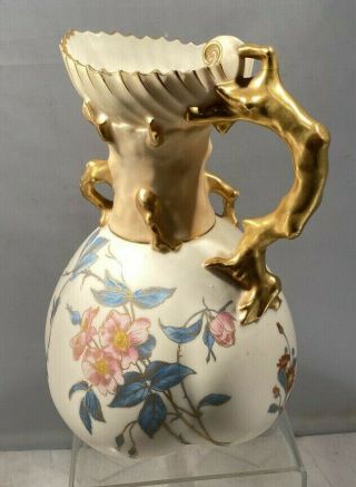 Antique Royal Worcester England Porcelain Art Nouveau Hand Painted Jug / Pitcher