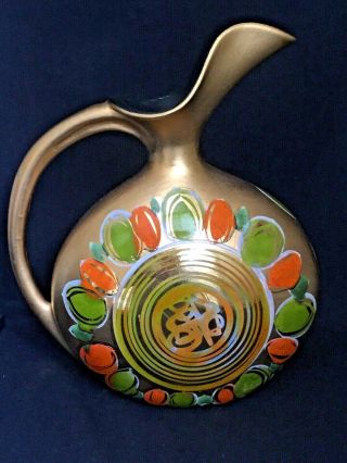Vintage Mcm Sascha Brastoff Art Pottery Sculpture Pitcher Vase 068 Gold