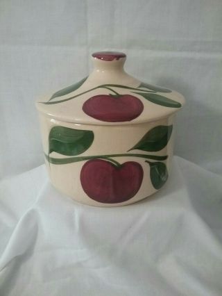 Vintage 3 Leaf Apple Watt Pottery Grease Jar 01 W/ Lid