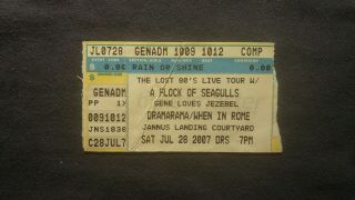A Flock Of Seagulls Concert Ticket Stub 7/28/2007 St.  Petersburg,  Fl