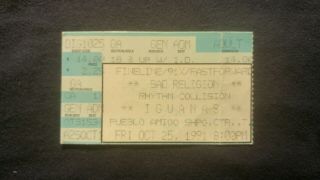 Bad Religion Concert Ticket Stub 10/25/1991 Tiajuana,  Mexico
