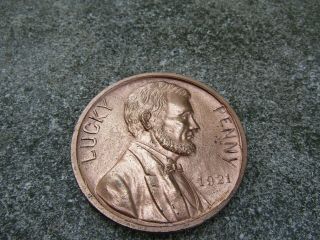 Vintage 1921 Large Metal Lucky Penny Token - Souvenir Washington Dc 2 ½ Dia