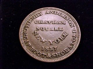 1837 Hard Times Token,  Henry Anderson Boots & Shoes,  York