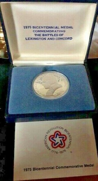1975 Sterling Silver Medal The Battles Of Lexington And Concord