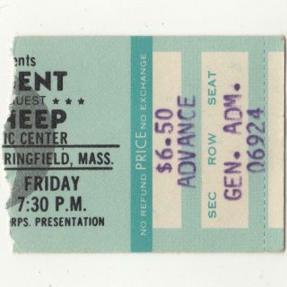 Ted Nugent Uriah Heep Concert Ticket Stub Springfield 6/10/77 Cat Scratch Fever