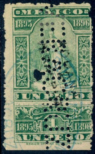 Bi50 Mexico Revenue Cf 110a 1$ 1895 - 96 W/ Perfin 