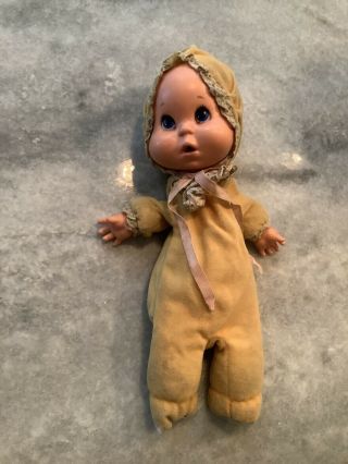 1972 Mattel Cry Baby Beans Doll Yellow Hooded Sleeper