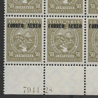 Scadta.  Resello.  50 Ctvs.  1932.  Servicio Bolivariano.  Con Número De Placa X 20