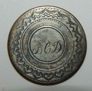 Love Token Engraved With Initials " B.  C.  D.  " On A Dime