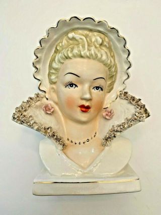 Vintage Norcrest Lady Head Vase 6 1/2” Tall - E - 313