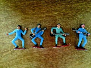 (4) 1960s The Beatles Singing Group Plastic Figurine Figures Performing Set