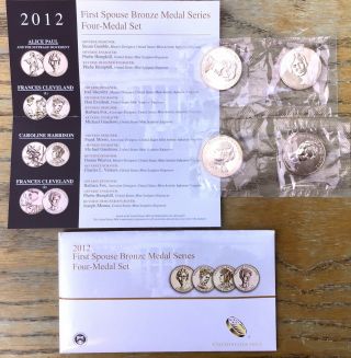2012 Us First Spouse Bronze Medal Series Set 4 Ogp Envelope Ladies