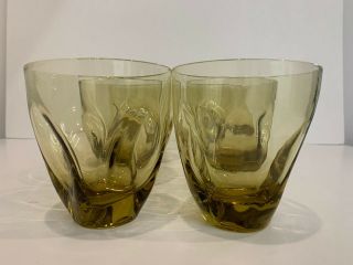 (8) Eight Vintage Russel Wright Pinch Imperial Glasses Tumblers Chartreuse,  MCM 3